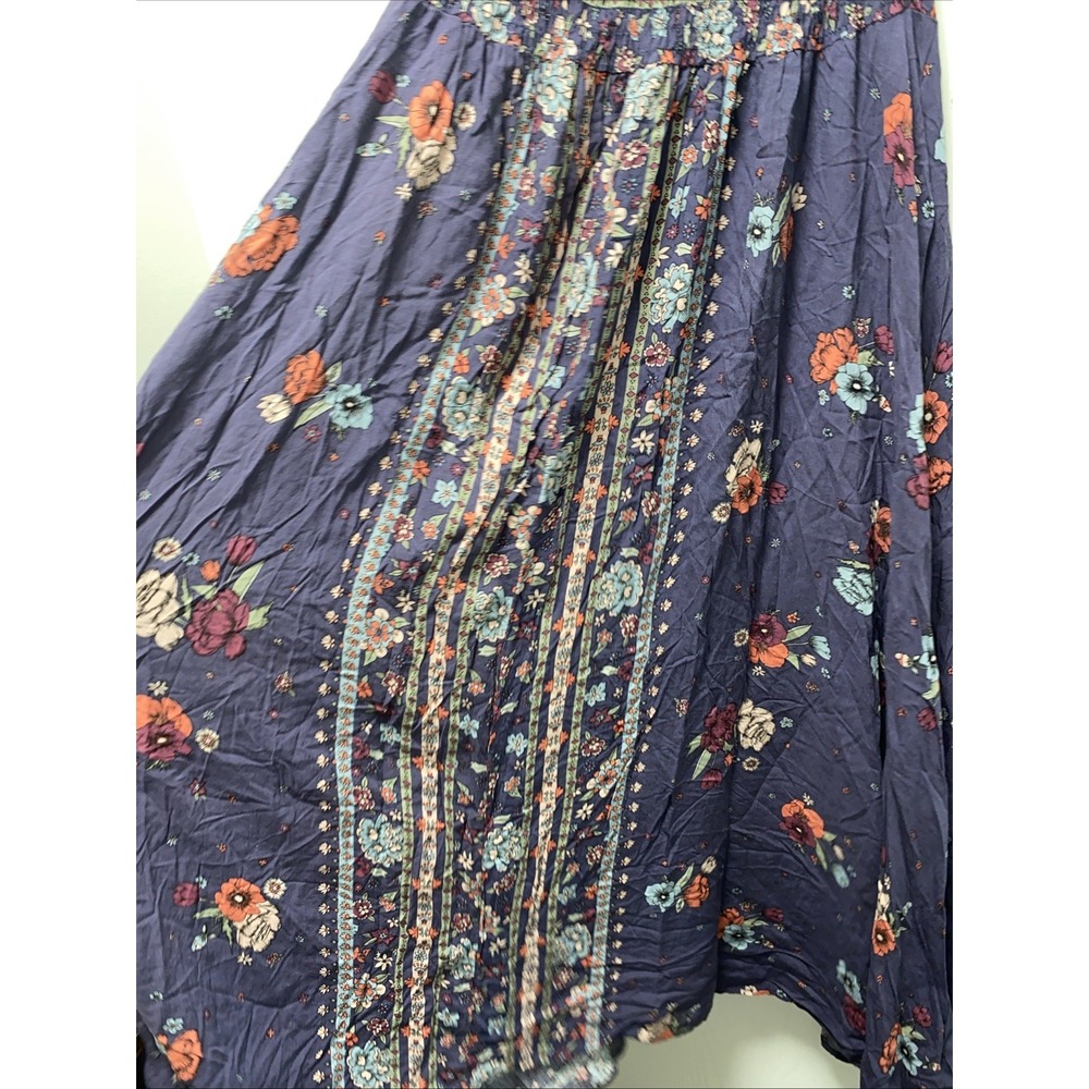 Jaase Small Blue Purplish Floral Boho Off Shoulder Smocked Midi Dress Beautiful - Picture 8 of 11
